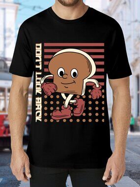 Retro Toast Cartoon Graphic Tee - Black